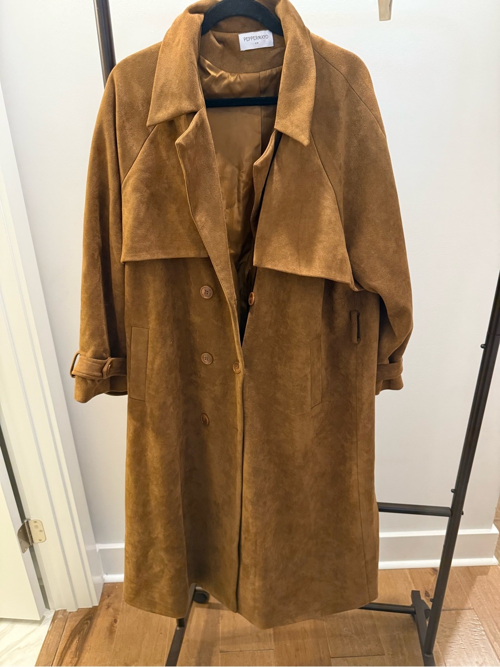 Peppermayo Bridie Faux Suede Trench Coat - Brown - Picture 3 of 4